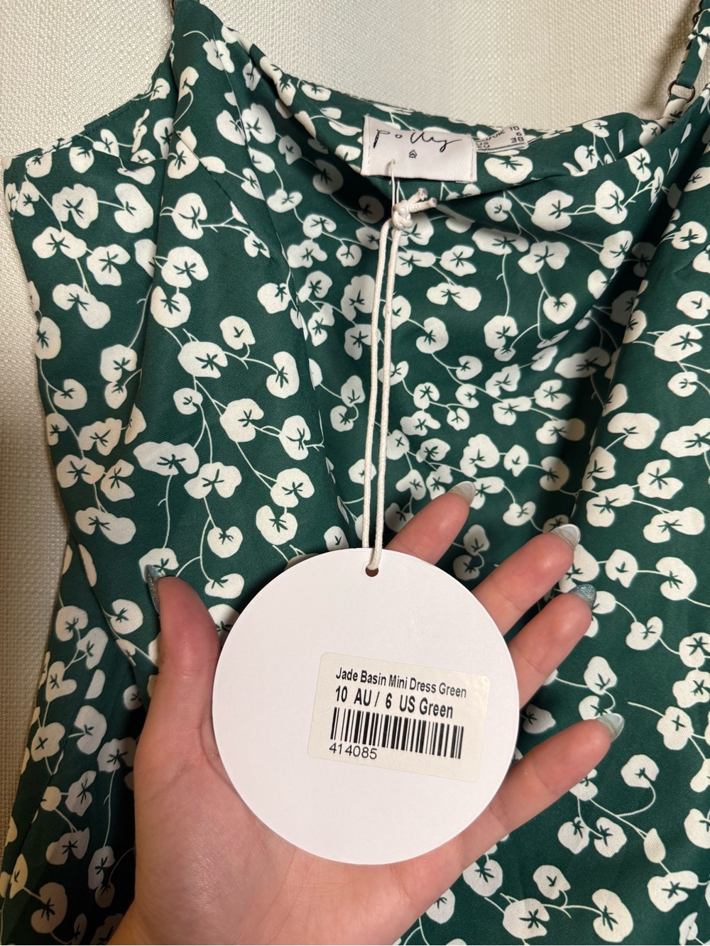 Princess Polly Jade Basin Green and White Floral Mini Dress Size 6 - Picture 5 of 11